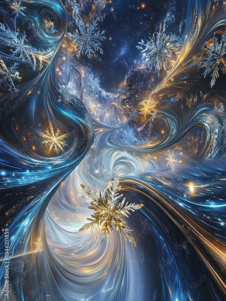 Poster swirling colors and sparkling motifs capture the essence of new year's eve, celebrating the joy and 