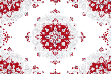 Red and White Floral Pattern on Black Background