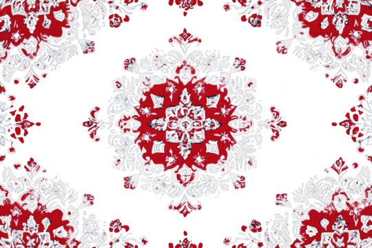 Red and White Floral Pattern on Black Background