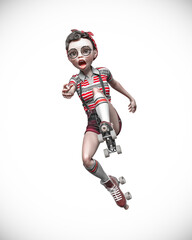 Fototapeta premium boogie rollergirl is jumping fast