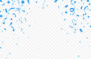 Celebration background template with confetti and blue ribbons, Luxury blue confetti and carnival ribbons. Luxury greeting rich invitation card, Birthday, Holiday,