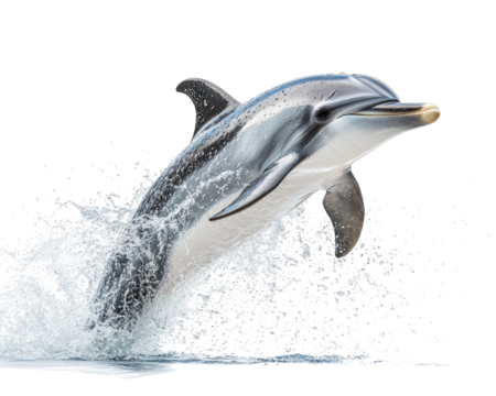 dolphin jumping out of the sea on transparent background