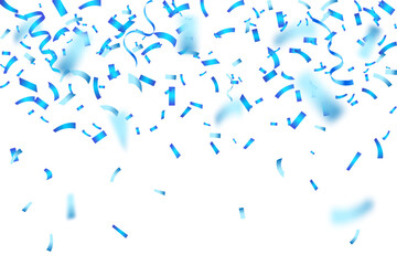 Luxury confetti flying for celebration party banner, Falling shiny blue confetti isolated on transparent background. Birthday, Holiday, New Year, Carnival festivity, confetti,
