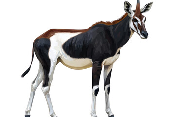 Striped Antelope with Long Tail and Dark Brown Mane