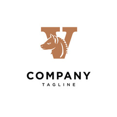 Letter V Hyena Logo Icon Vector