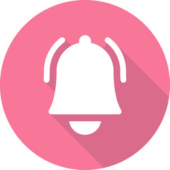 Notification Bell Ringing Pink Circle Icon with Pink Shadow Isolated on White Background