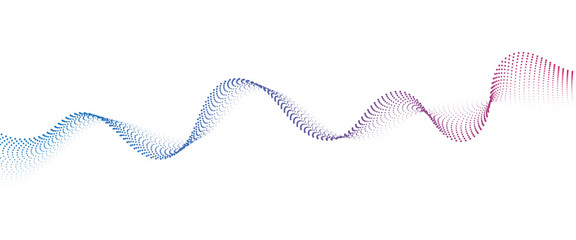 Flowing Dot Wave halftone gradient pattern on transparent background	