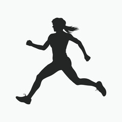 Female Athlete Running Silhouette Vector for Sports