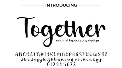 Together Font Stylish brush painted an uppercase vector letters, alphabet, typeface