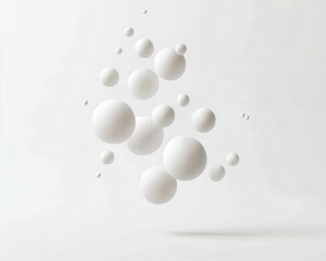 Mutedtone abstract shapes floating in a simple white space, basic shapes, muted abstraction
