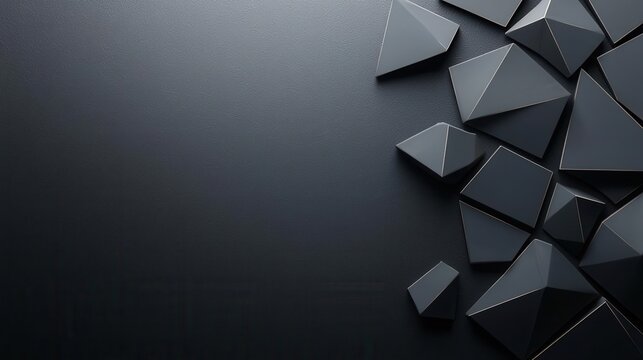 Abstract polygonal shapes with a futuristic glow on a dark background, basic shapes, futuristic design