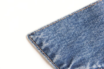 blue denim texture isolated on white background, jean fabric fashion style