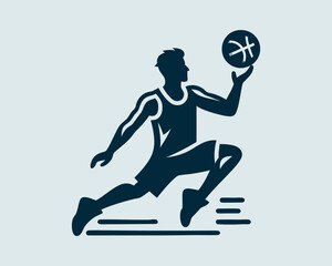 Basketball player logo design icon symbol vector illustration.