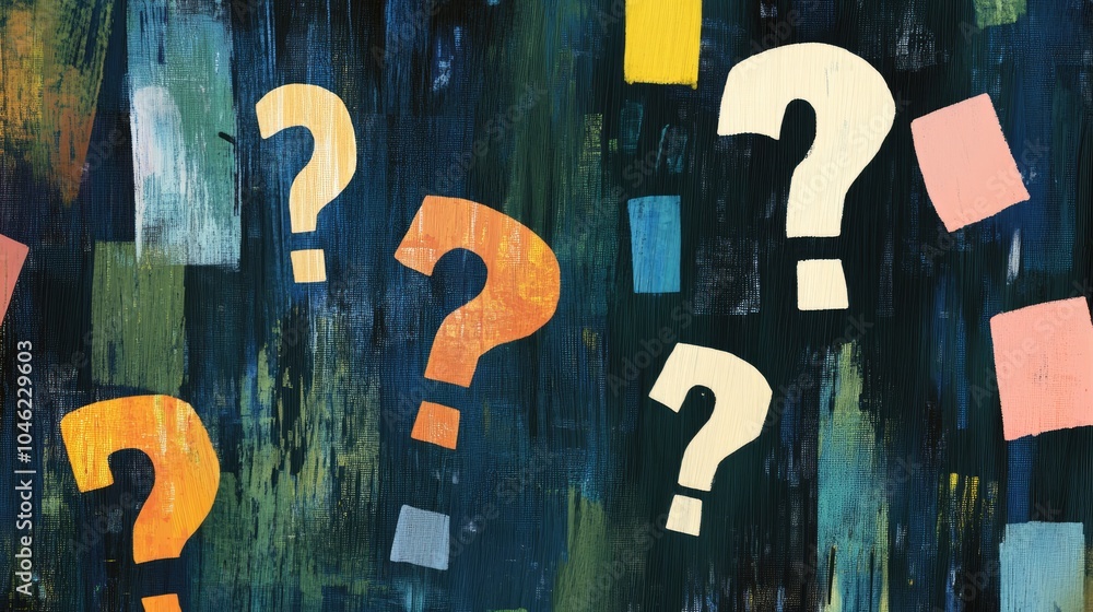 Poster abstract background with colorful question marks