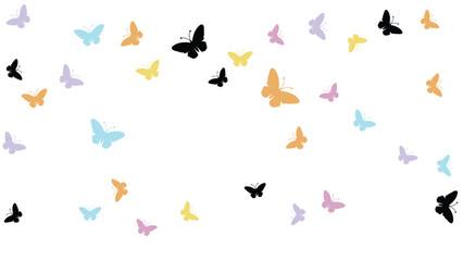 butterfly vectors pattern in silhouettes ,butterfly vector set. Elegant wild flying isolated in white