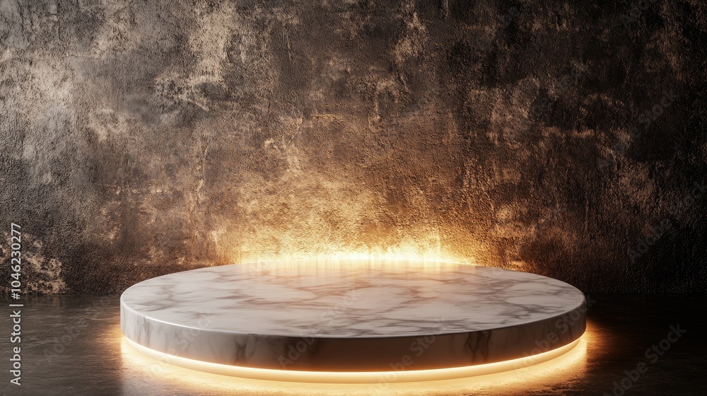 Poster elegant round marble display platform with backlight