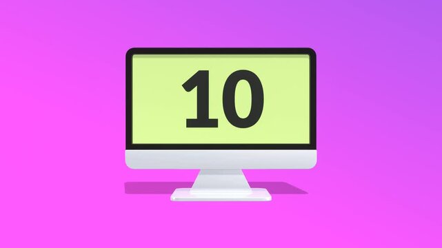 Animated Monitor With Countdown Number From 15 To 0 Seconds. 15 Seconds Countdown With Gradient Background. Countdown Video. Countdown Timer Video.