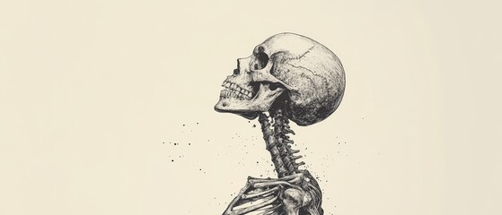 Fototapeta premium Design an intricately detailed illustration of a human skeleton against a pristine white background, highlighting the anatomical structure with precision and clarity, ideal for educational or medical 