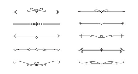 Set of Vintage decorative lines. text dividers. Line border. Lines separators, Borders, Vintage dividers, Underline elements. Vector illustration