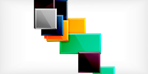 Glass toy style square shapes abstract design. Vector Illustration For Wallpaper, Banner, Background, Card, Book Illustration, landing page