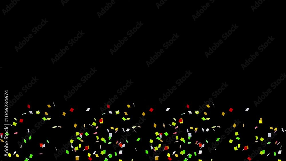 Poster 3d animation of create a festive atmosphere with three confetti from the bottom | alpha channel