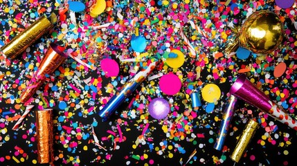 Colorful Celebration Party Confetti and Streamers