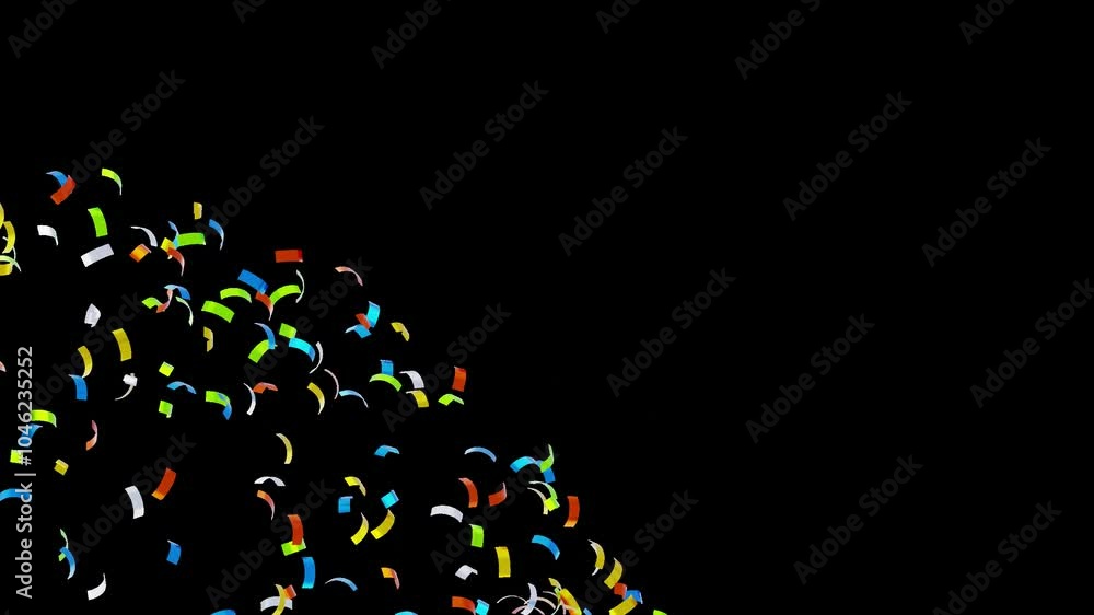 Poster 3d animation of create a festive atmosphere with confetti from the right | alpha channel