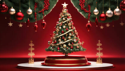 Christmas tree fir with baubles