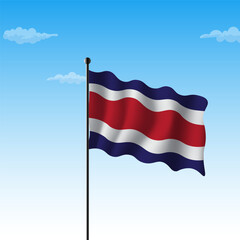 Costa Rica independence day wavy flag vector