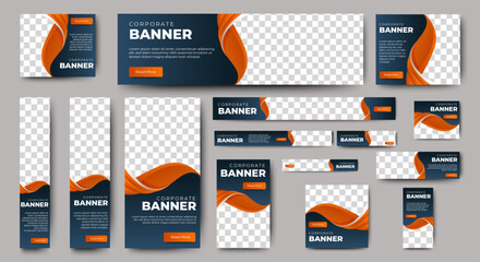Business Banner Set for web display ads template. vector