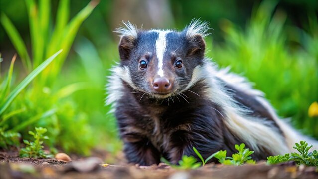 Striped skunk Mephitis mephitis in summer