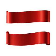 Red ribbon curly roll satin on transparent background PNG Generative AI