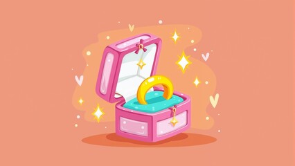 Colorful box with ring on an orange background