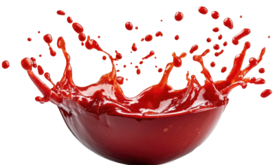 Sauce salsa splash over a bawl  on transparent background