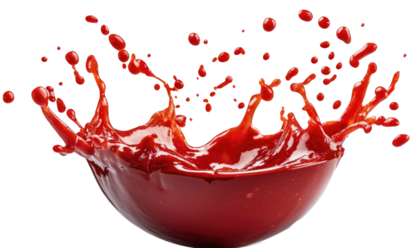 Sauce salsa splash over a bawl  on transparent background