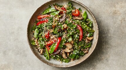 Fresh Vegetable Salad with Quinoa and Sesame Seeds