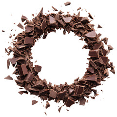 Fototapeta premium chocolate pieces isolated on transparent white background, clipping path