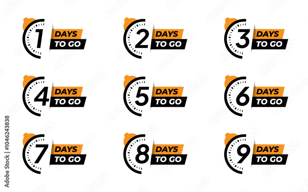 Poster countdown icon with clock left count time