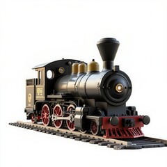 Obraz premium Vintage steam locomotive on white background