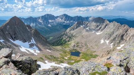 Panoramic Mountain Landscape with Clear Blue Sky