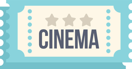 Simple blue retro cinema ticket inviting to watch a movie on the big screen