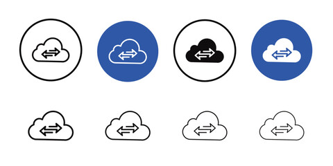 Cloud sync icon Black line art vector logo set