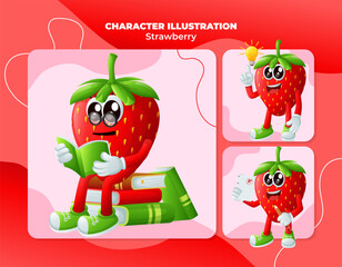 Cute strawberry characters being clever