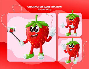 Cute strawberry characters as narcissistic