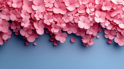 Obraz premium Pink Flower Border on Blue Background Floral Design Decoration Spring Summer Nature