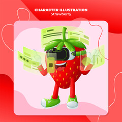 Cute strawberry character in metaverse