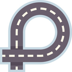 Winding road leading to a u turn on a highway