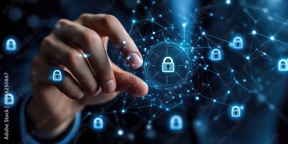 Leinwandbilder cyber protection data security internet privacy, internet and technology concept on virtual screen. 