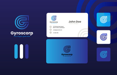 monogram G letter logo design with business card vector illustration