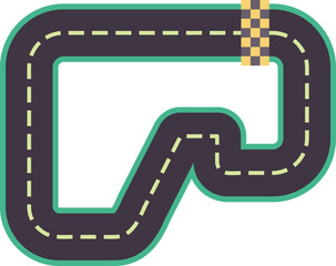 Fototapeta premium Winding race track road with start finish line marking a path to success